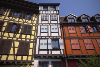 Half-timbered houses, historic Petit France district, Strasbourg, Strasbourg, old town, Bas-Rhin,
