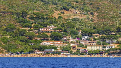 The village of Innamorata with beach, Elba Island, Tuscan Archipelago National Park, Tuscany, Italy