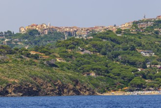 The village of Capoliveri on a mountain ridge, Elba Island, Tuscan Archipelago National Park,