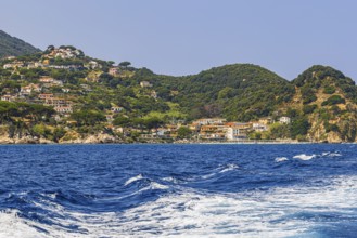 The village of Sant' Andrea with beach, Elba Island, Tuscan Archipelago National Park, Tuscany,