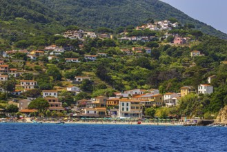 The village of Sant' Andrea with beach, Elba Island, Tuscan Archipelago National Park, Tuscany,