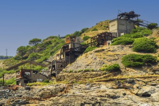 Ruins of a former iron ore mine at Punta Calamita, Elba Island, Tuscan Archipelago National Park,