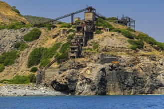 Ruins of a former iron ore mine at Punta Calamita, Elba Island, Tuscan Archipelago National Park,