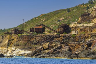 Ruins of a former iron ore mine at Punta Calamita, Elba Island, Tuscan Archipelago National Park,