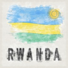 Rwanda National Colors with Country Name Background