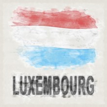 Luxembourg National Colors with Country Name Background