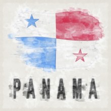 Panama National Colors with Country Name Background