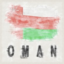 Oman National Colors with Country Name Background