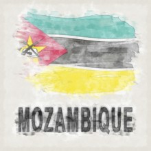 Mozambique National Colors with Country Name Background