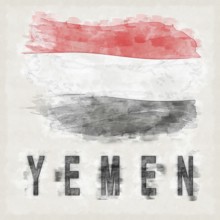 Yemen National Colors with Country Name Background
