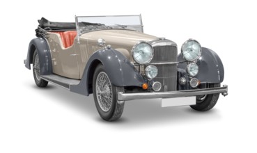 Classic car isolated in white back with shadow