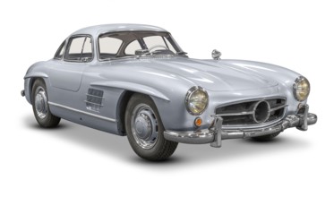 Historic car isolated in white back with shadow