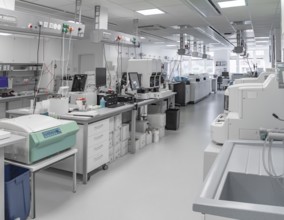 Medical laboratory including lots of apparatuses and technical equipment