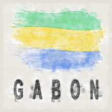 Gabon National Colors with Country Name Background
