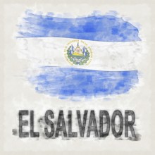 El Salvador National Colors with Country Name Background