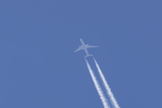 Boeing 787-9 Dreamliner jet passenger aircraft of KLM Royal Dutch airlines in flight in a blue sky