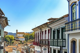 The city of Ouro Preto with its colonial-style mansions and baroque church, Ouro Preto, Minas