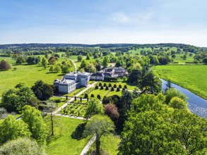 Shugborough Estate from a drone, Great Haywood, Staffordshire, England, United Kingdom