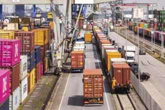 Containers pile up in the harbour. The first container terminal in an inland port opened in