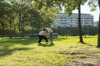 Dedicated Jiu Jitsu training in a tranquil park