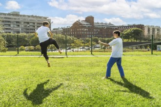 Outdoor Taekwondo session building strength and skill