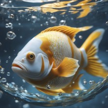 A detailed view of a fish swimming in its natural habitat, captured up close, AI generated