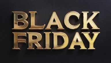 Elegant gold Black Friday text on a dark textured background, ideal for promoting luxury sales