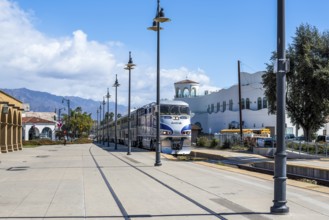 Amtrak Pacific Surfliner train at the Santa Barbara station in California