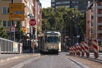 Historic tram. Sachsenhausen, Frankfurt am Main, Hesse, Germany