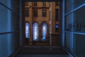 The Lost Place view from a window. Old police headquarters, Frankfurt am Main city centre, Germany