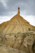 Castildeterra rock formation in the Bardenas Blanca area of the Bardenas Riales Natural Park,