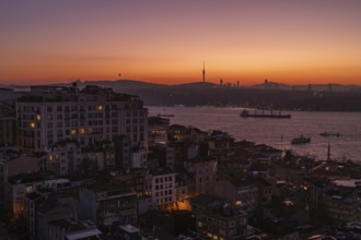Dawn over the Bosporus. Beyoglu, Istanbul, Turkey