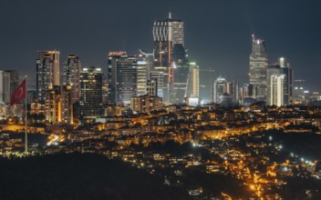 Levent, Istanbul's financial district shines in modern skyline splendour. Levent, Istanbul -Turkey