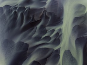 River, river course, river delta, water flows, structures, sediments, aerial view, summer, South