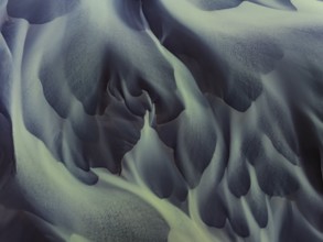 River, river course, river delta, water flows, structures, sediments, aerial view, summer, South