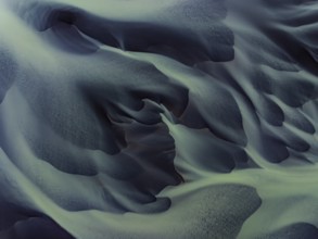 River, river course, river delta, water flows, structures, sediments, aerial view, summer, South