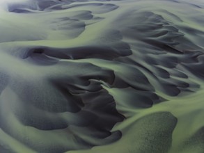 River, river course, river delta, water flows, structures, sediments, aerial view, summer, South