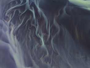 River, river course, river delta, water flows, structures, sediments, aerial view, summer, South