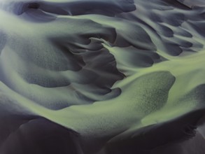 River, river course, river delta, water flows, structures, sediments, aerial view, summer, South