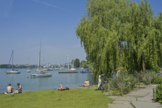 Lakeside path, Lake Zurich, Zürichhorn park, Zurich, Switzerland