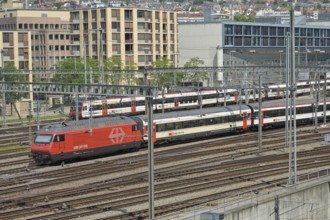 Trains, tracks, SBB main station, Zurich, Switzerland