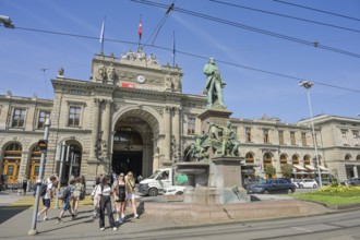 SBB main station, Alfred Escher memorial, Zurich, Switzerland