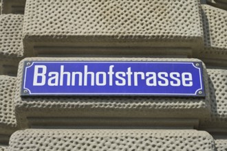 Street sign, Bahnhofstrasse, Zurich, Switzerland