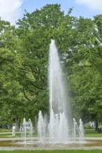 Water fountain in the rose garden, Treptower Park, Treptow, Berlin, Germany