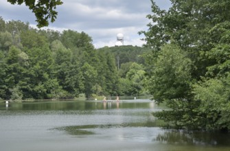 Teufelsee with Teufelsberg, Grunewald, Berlin, Germany