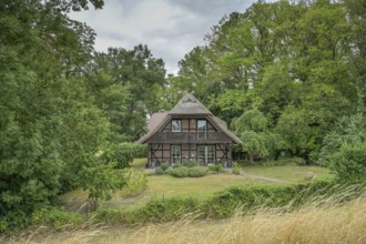 Old building, residential building, half-timbered house between Dömitz and Lenzen, Brandenburg,
