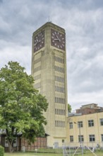 Clock tower of the old sewing machine factory, Bad Wilsnacker Straße, Wittenberge, district of