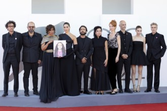 Venice, Italy - 3 September 2025: Nadim Cheikhrouha, Amer Hlehel, Kaouther Ben Hania, Saja Kilani,