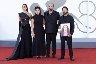 Venice, Italy - 3 September 2025: Saja Kilani, Clara Khoury, Amer Hlehel, Kaouther Ben Hania, Saja