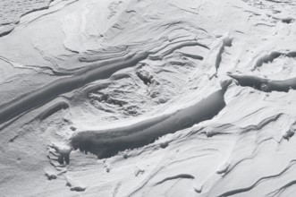 Snow drifts, Alpe Tognola ski area, San Martino di Castrozza, Trentino, South Tyrol, Italy